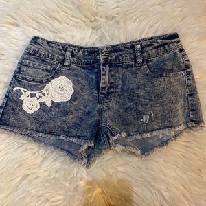 Low Rise Rose Jean Shorts